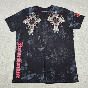 Y2K Xtreme Couture by AFFLICTION Black LOST‎ SQUADRON Slim Fit T-shirt Biker